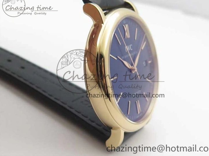MIROTIME 0428 MoistureWicking Portofino Automatic RG IW356522 FKF 1:1 Best Edition Blue Dial on Black Croco Strap A 7109